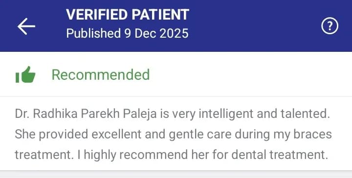 Practo patient review of Spectrum Advanced Dental Care — original supplied screenshot