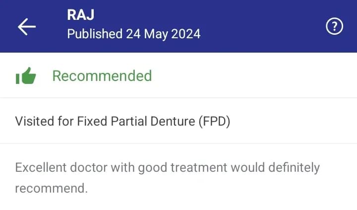 Practo patient review of Spectrum Advanced Dental Care — original supplied screenshot