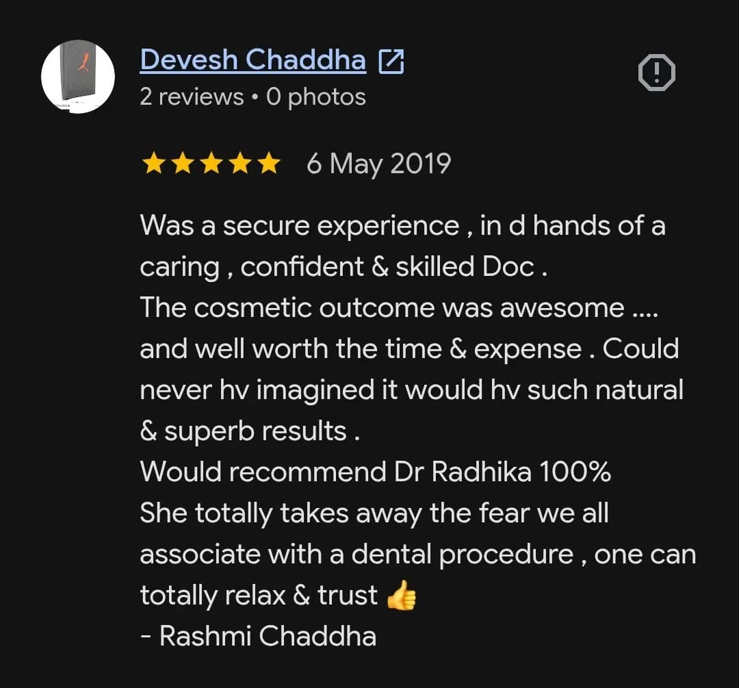 Google patient review of Spectrum Advanced Dental Care — original supplied screenshot