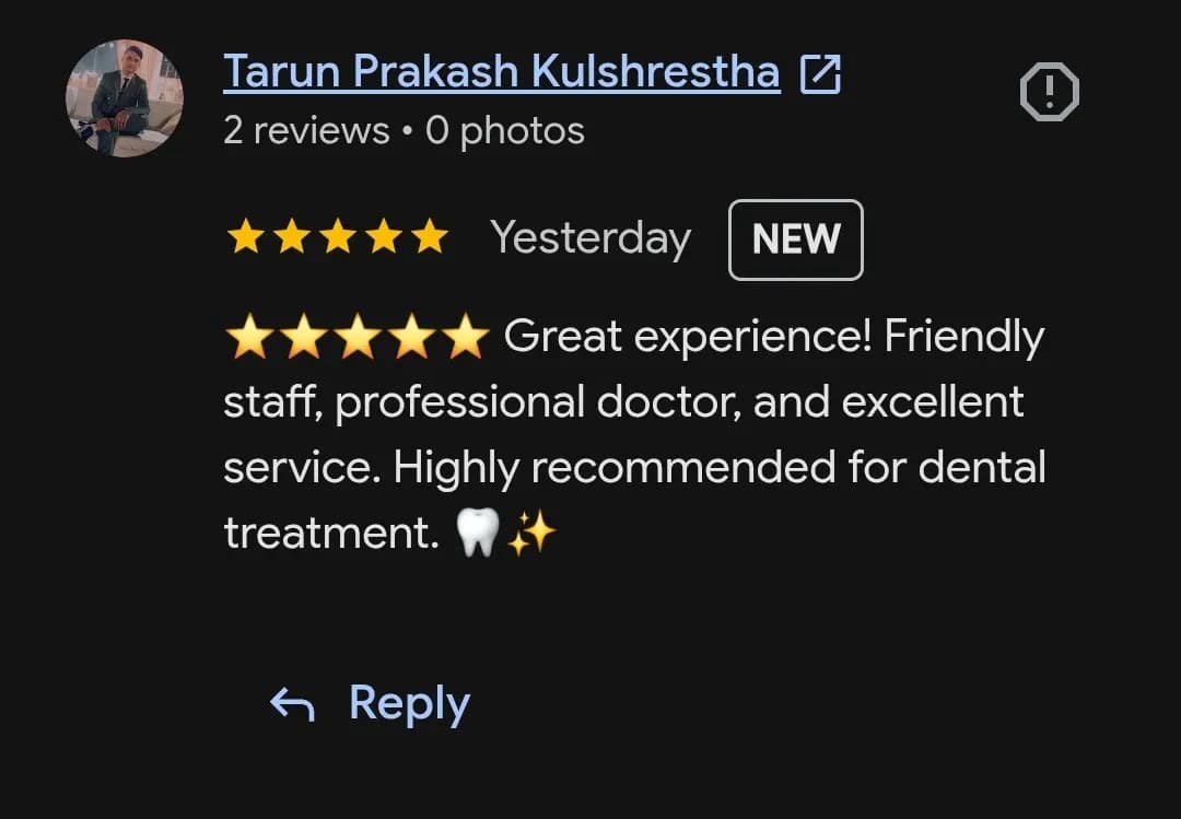 Google patient review of Spectrum Advanced Dental Care — original supplied screenshot